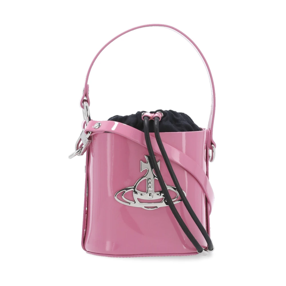 Vivienne Westwood Roze Gepolijste Leren Bucket Tas met Metallic Orb Logo Pink Dames