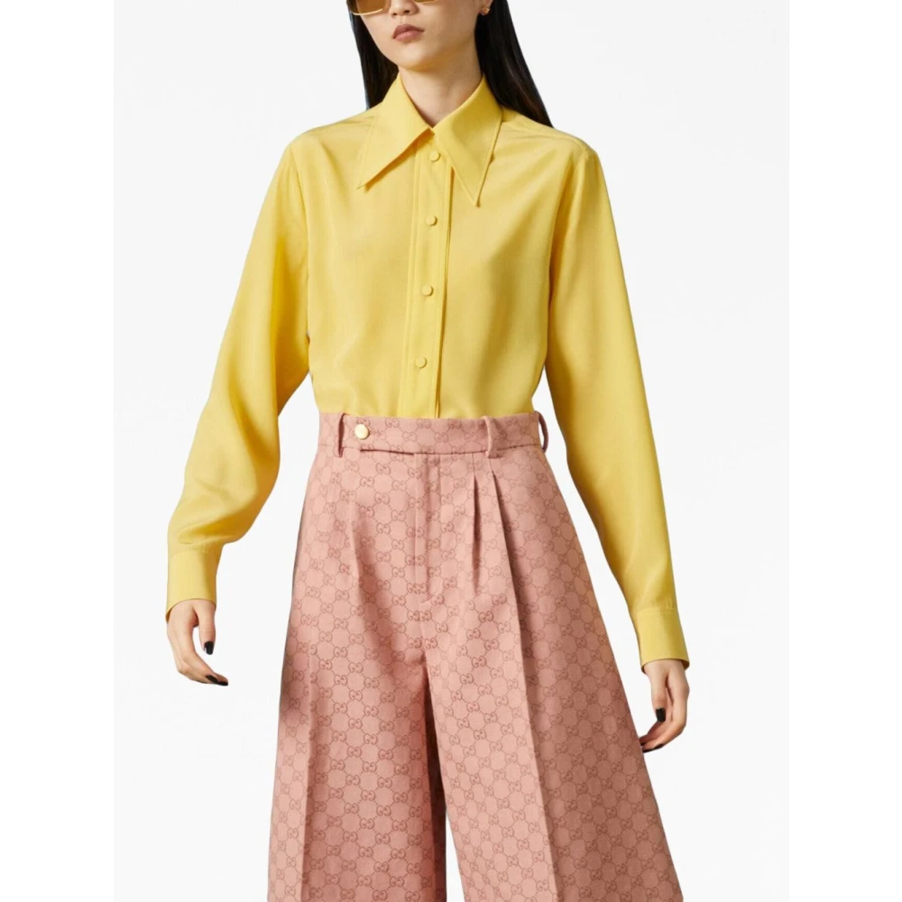 Gucci Zijden Overhemd Zonnebloemgeel Yellow Dames