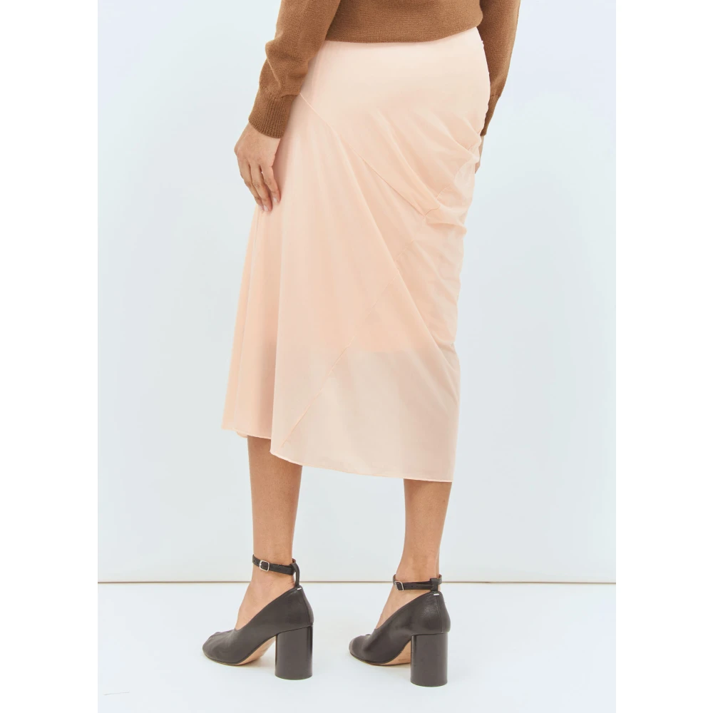 Dries Van Noten Hoge Taille Gedrapeerde Rok Stretch Weefsel Pink Dames