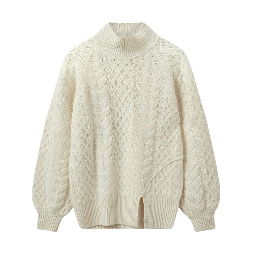 The Garment Beige Turtlenecks, Female, Xs, Luxury Cable Knit Jumper