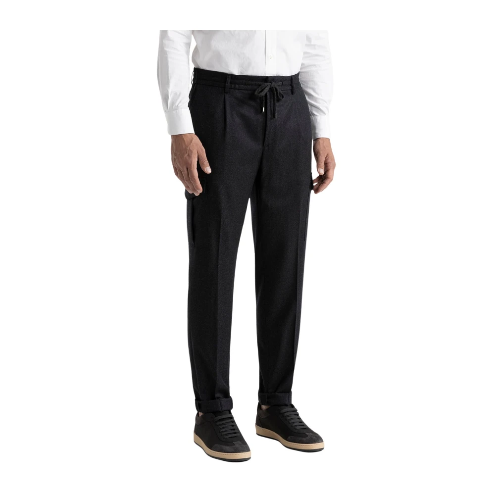PESERICO Puur wollen broek met zakken Black Heren