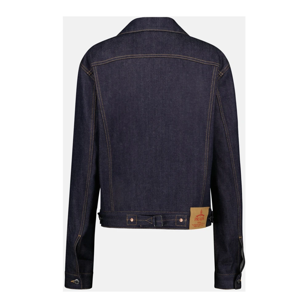 Prada Denim Jack Klassiek Blauw Ruw Blue Dames
