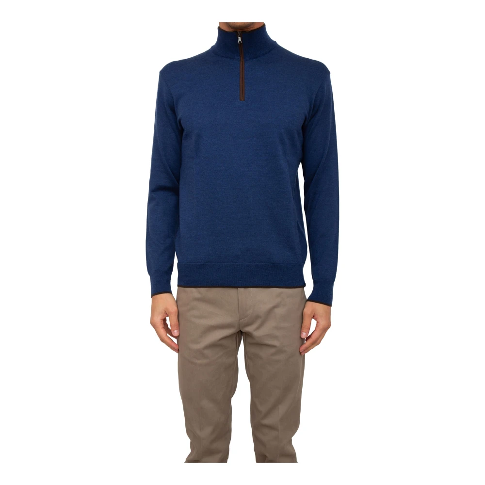 PAUL & SHARK Blauwe Wol Zip-Up Sweater Blue Heren