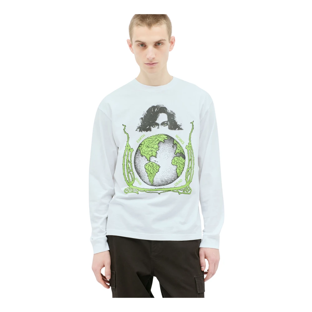 Brain Dead Grafische Print Longsleeve Katoenen T-shirt White Heren