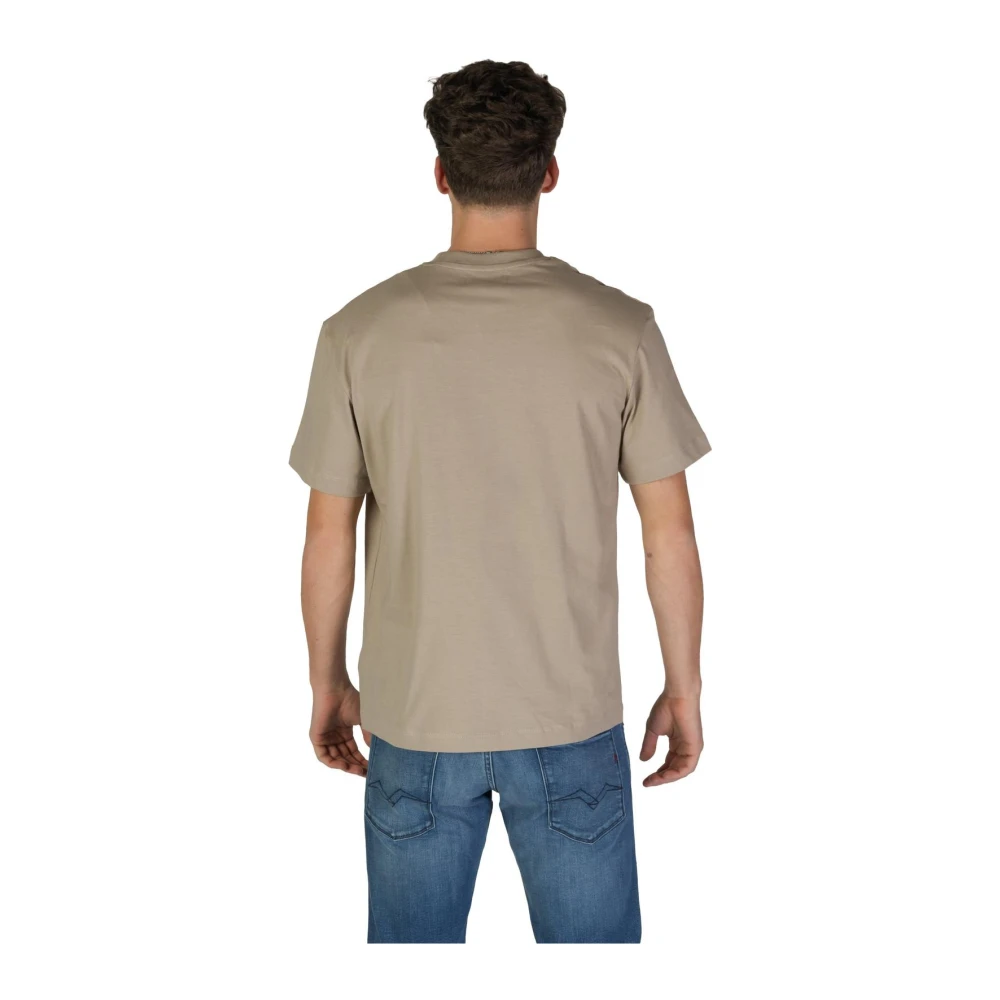 Replay Effen katoenen T-shirt met ronde hals Beige Heren