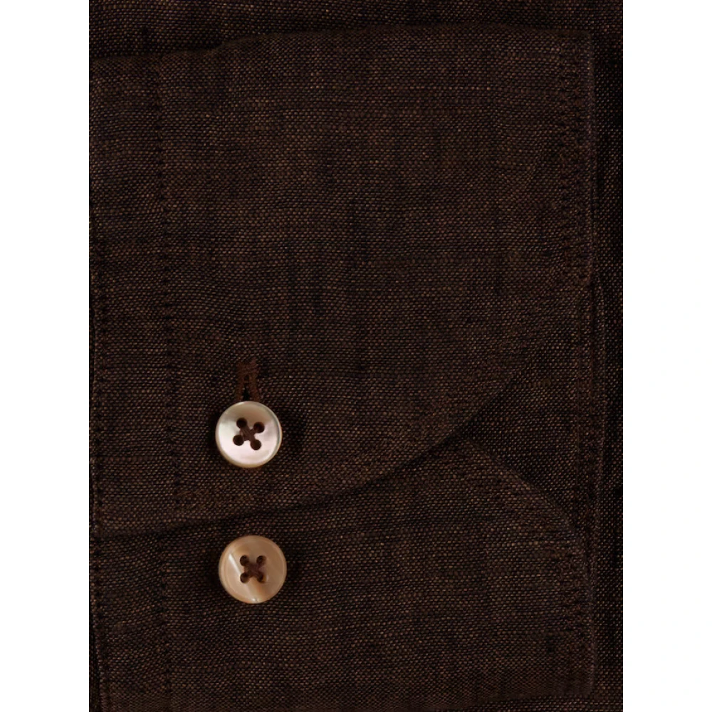 Stenströms Linnen Bruin Fitted Body Overhemd Brown Heren