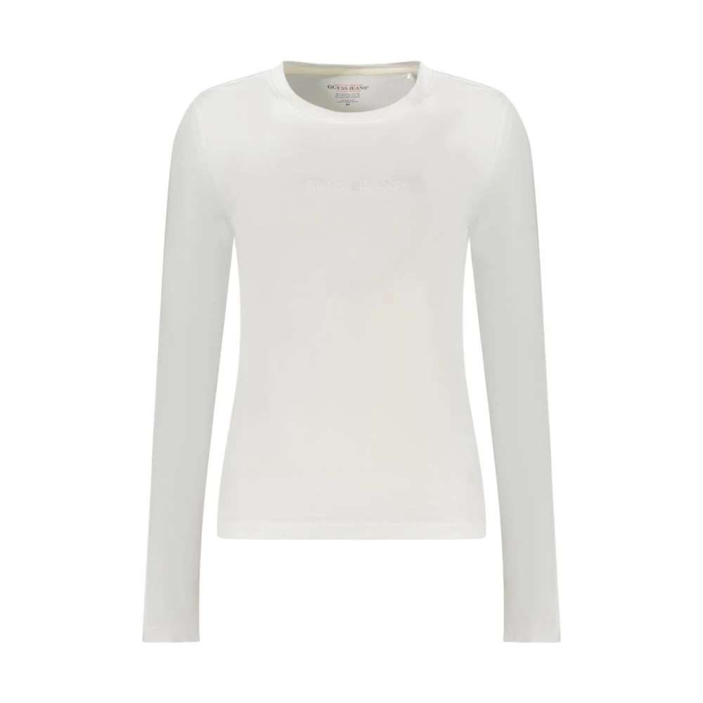 Guess White Cotton Crew Neck T-Shirt - Female - Long Sleeve T-Shirts - White - 2XL - Tops