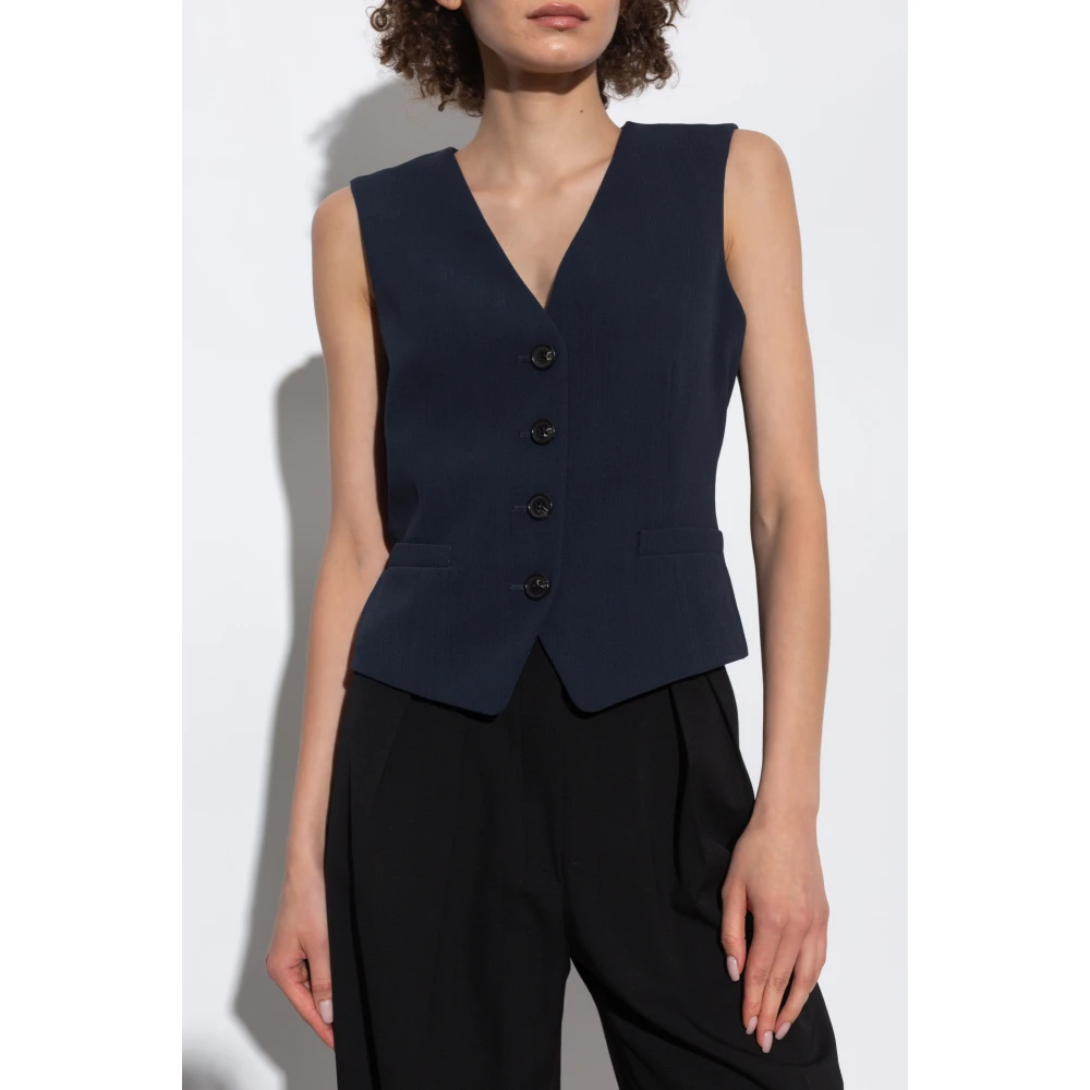 Theory Ribgebreide Vest Blue Dames