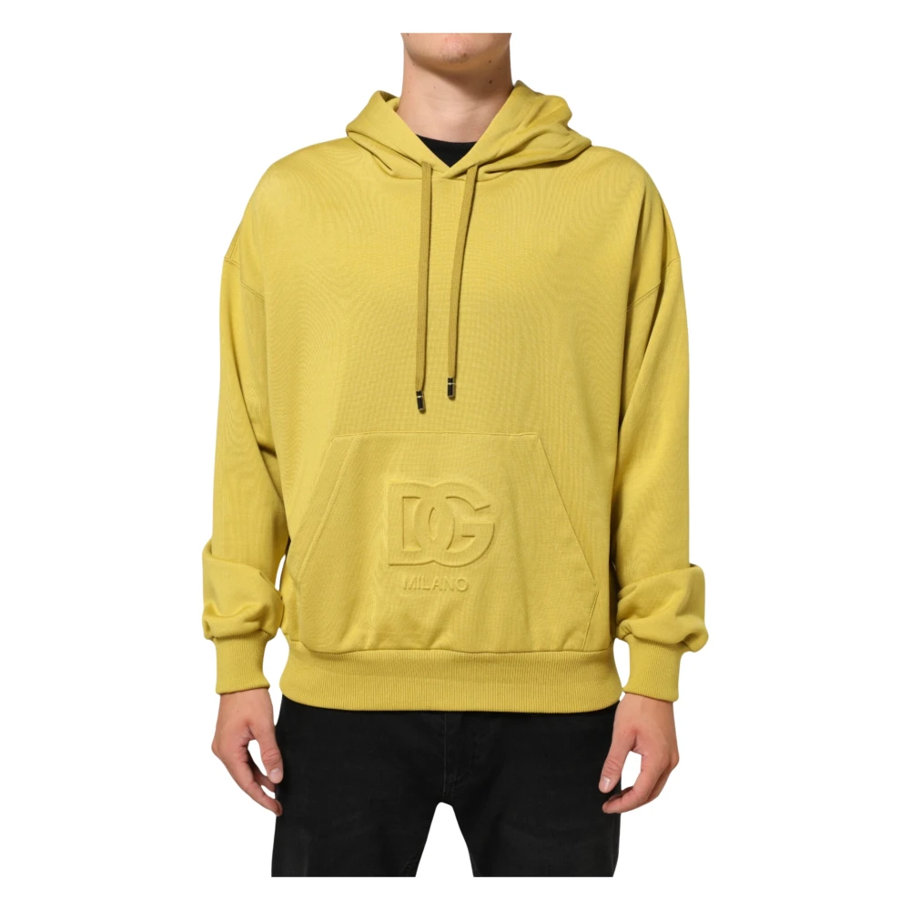 Dolce & Gabbana Men's Yellow Hoodies, M, Hooded Sweatshirt