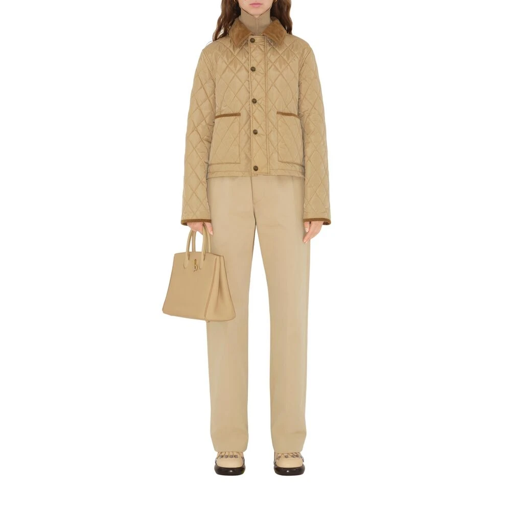 Burberry Beige Gewatteerde Buitenkleding Jas Beige Dames