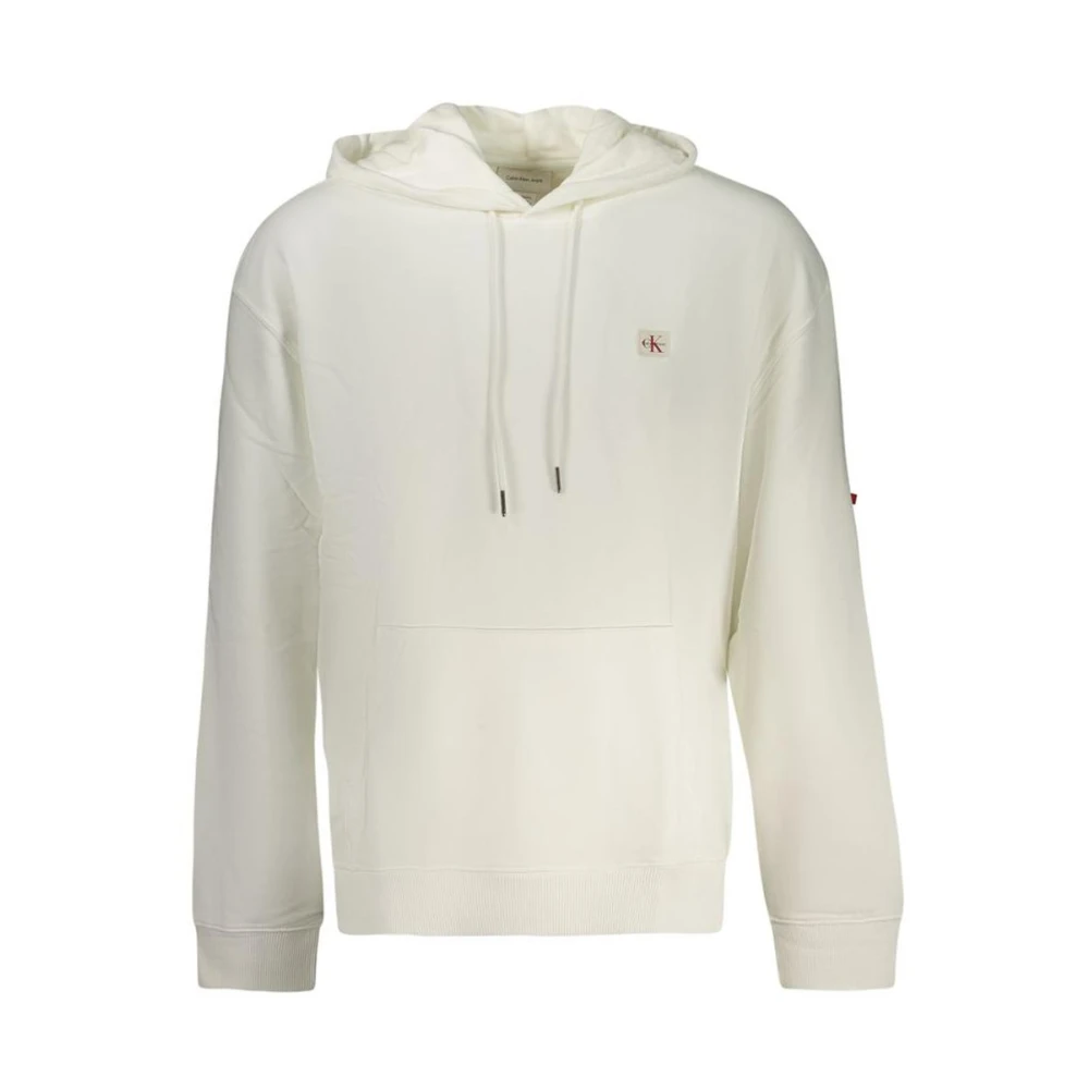 Calvin Klein Men's White Hoodies, 2XL, Cotton Crewneck Sweatshirt