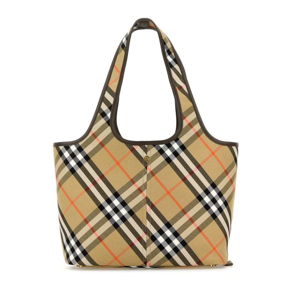 Burberry Women's Embroidered Canvas Small Check Shopping Bag
