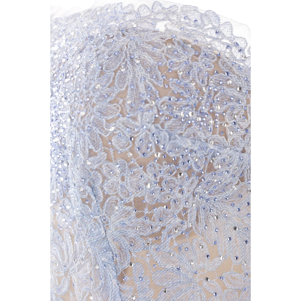 Ermanno Scervino Blauwe Bloemenkant Strapless Jurk Blue Dames