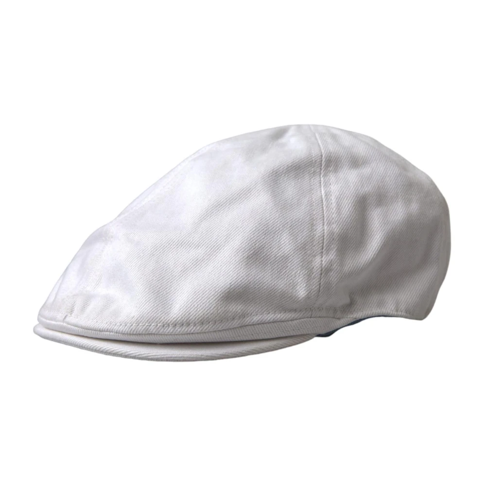 Dolce & Gabbana Witte Katoenen Newsboy Cap Stijlvol Modieus White Heren