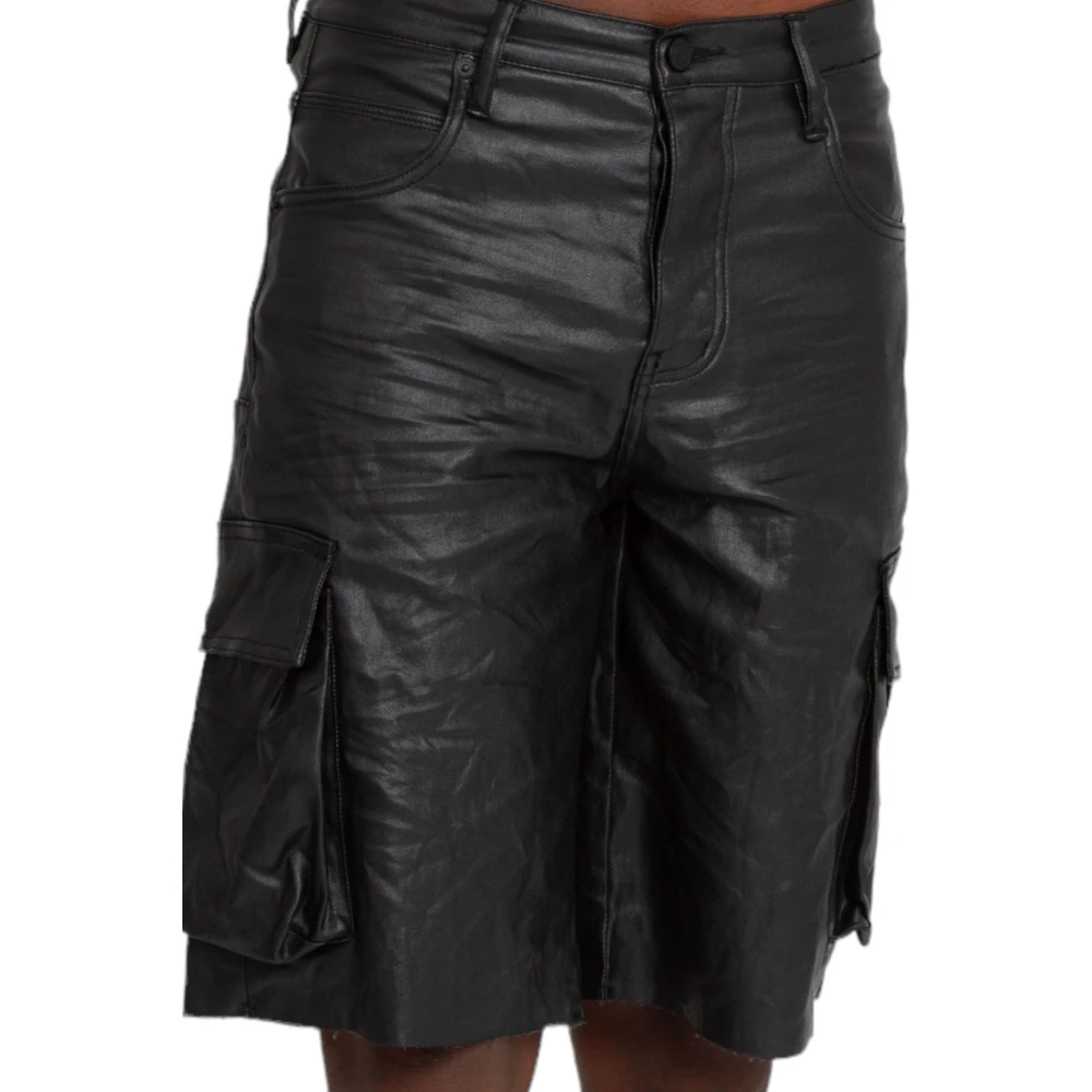 Purple Brand Zwarte High Shine Cargo Shorts Black Heren