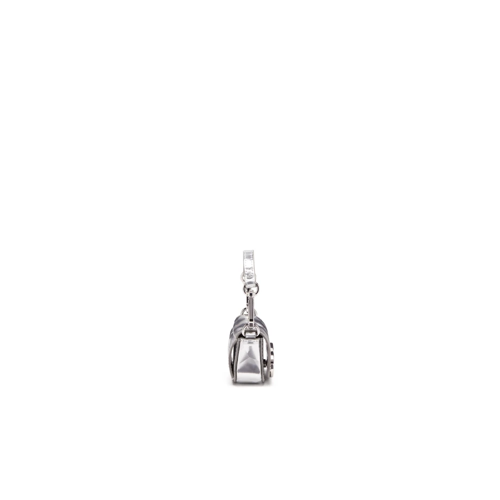 Diesel Iconic micro bag charm with mirror effect Gray Dames