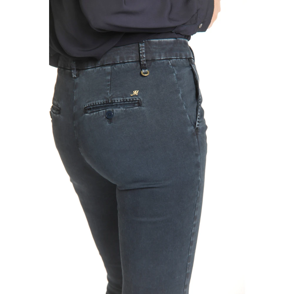 Mason's Satin Slim Fit Chino Broek Blue Dames