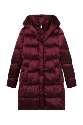 Lång Nylon Dunjacka med Huva