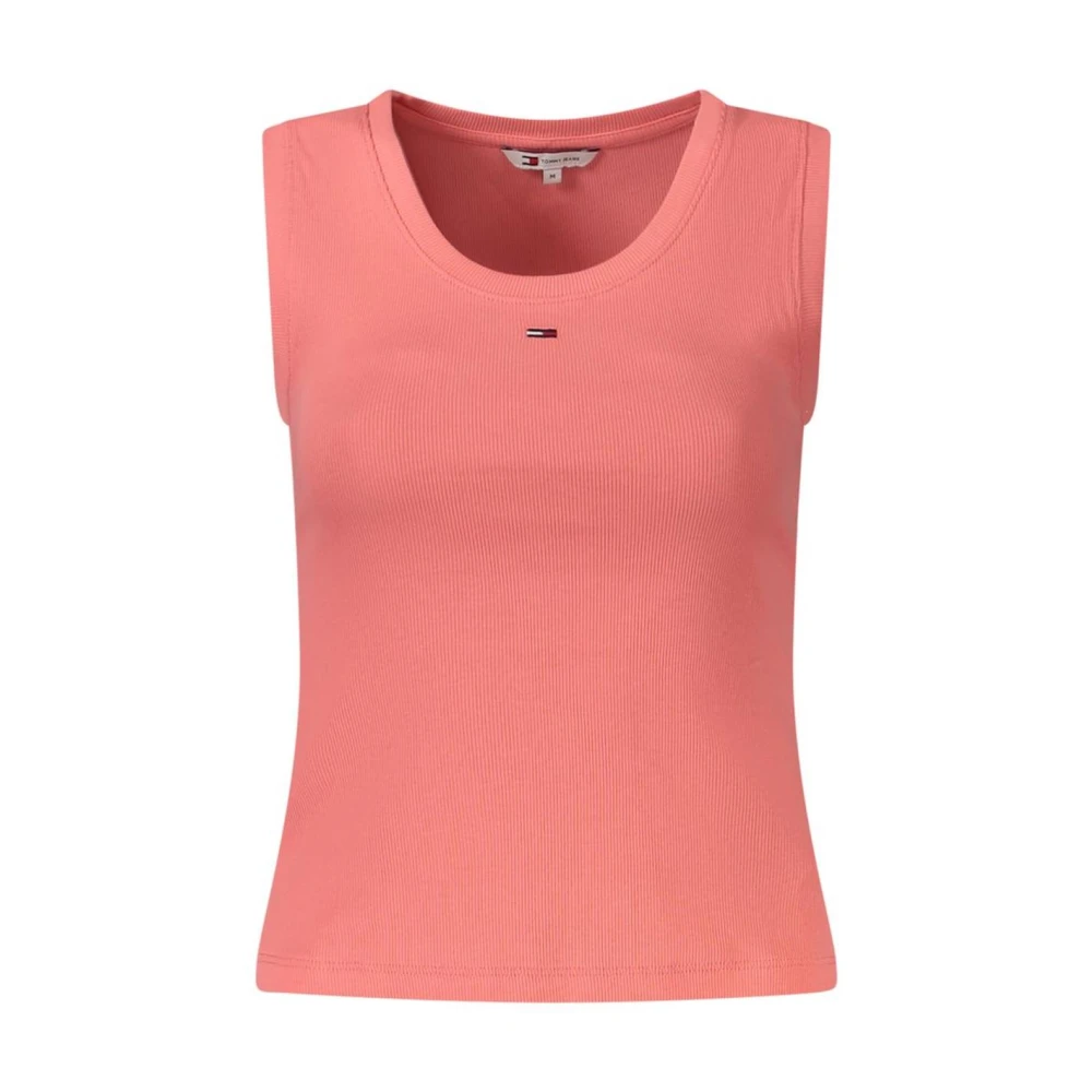 Tommy Hilfiger Women's Pink Sleeveless Tops, Xs, Cotton Ribbed Tank Top