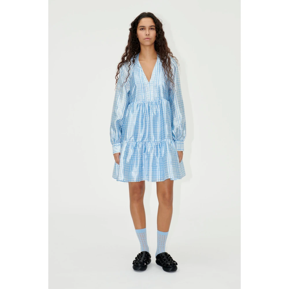 Stine Goya Blauw Geruite Jurk Blue Dames