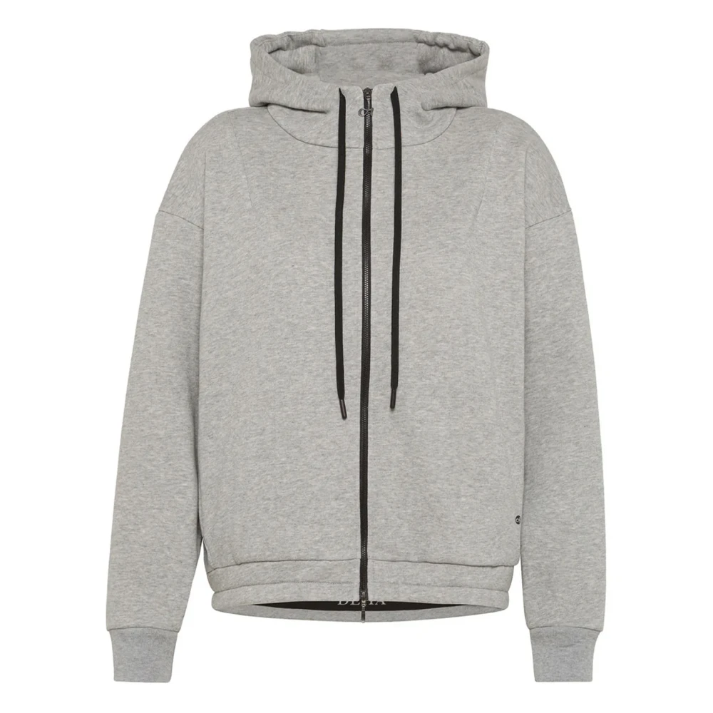 Grå Melange Zip-Through Hoodie for Kvinner