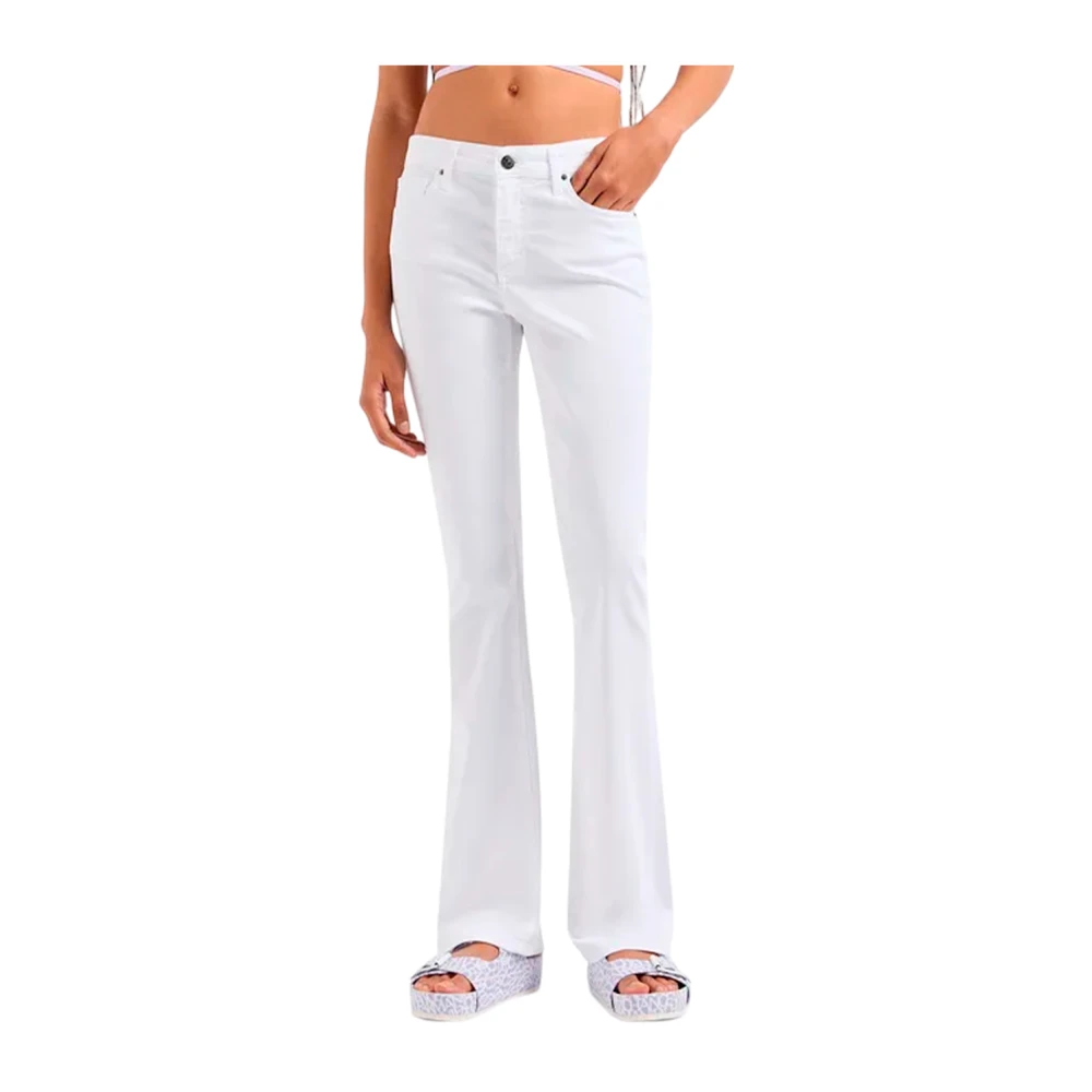 Armani Exchange Retro Flared Denim Jeans White Dames