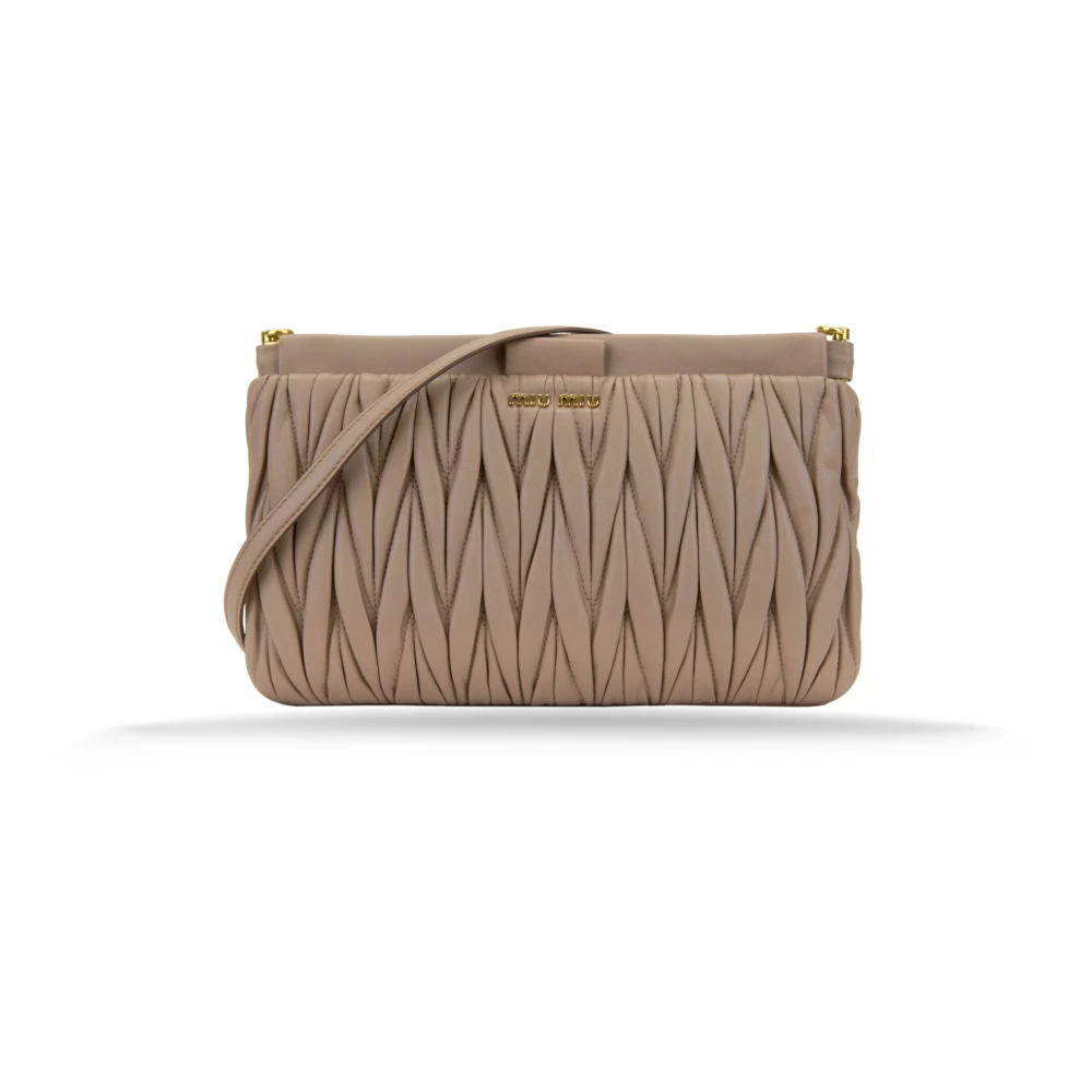 Miu Miu Women's Brown Leather Shoulder Bag Magnetic Button
