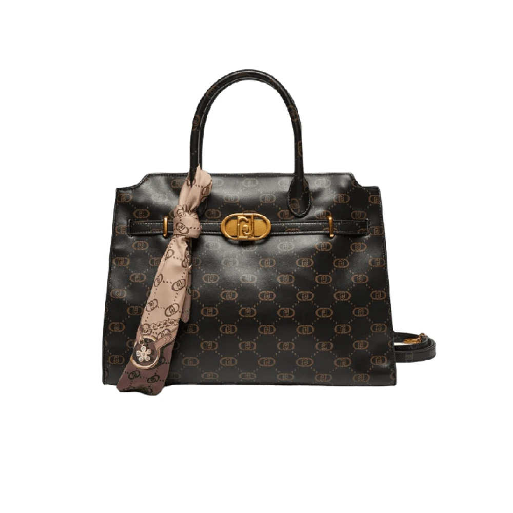 Liu Jo Zwarte Satchel Tas met Gouden Details Black Dames