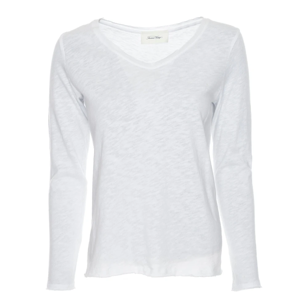 American vintage Transparante V-hals Longsleeve White Dames