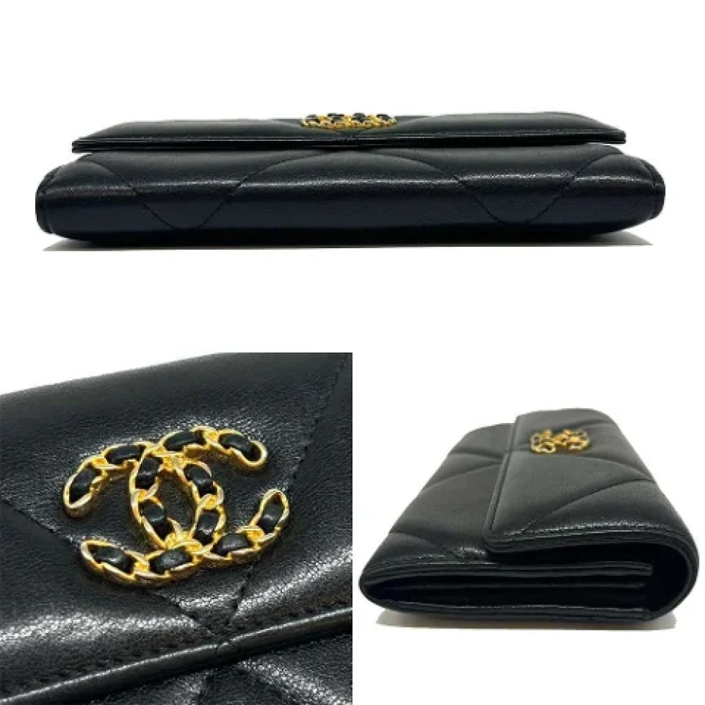 Chanel Vintage Pre-owned Leather wallets Black Dames