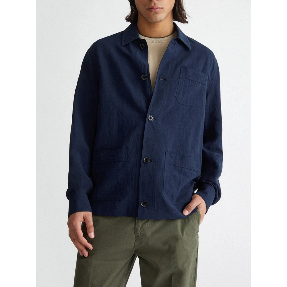 Liu Jo Blauw Linnen Jas Mannen Navy Blue Heren