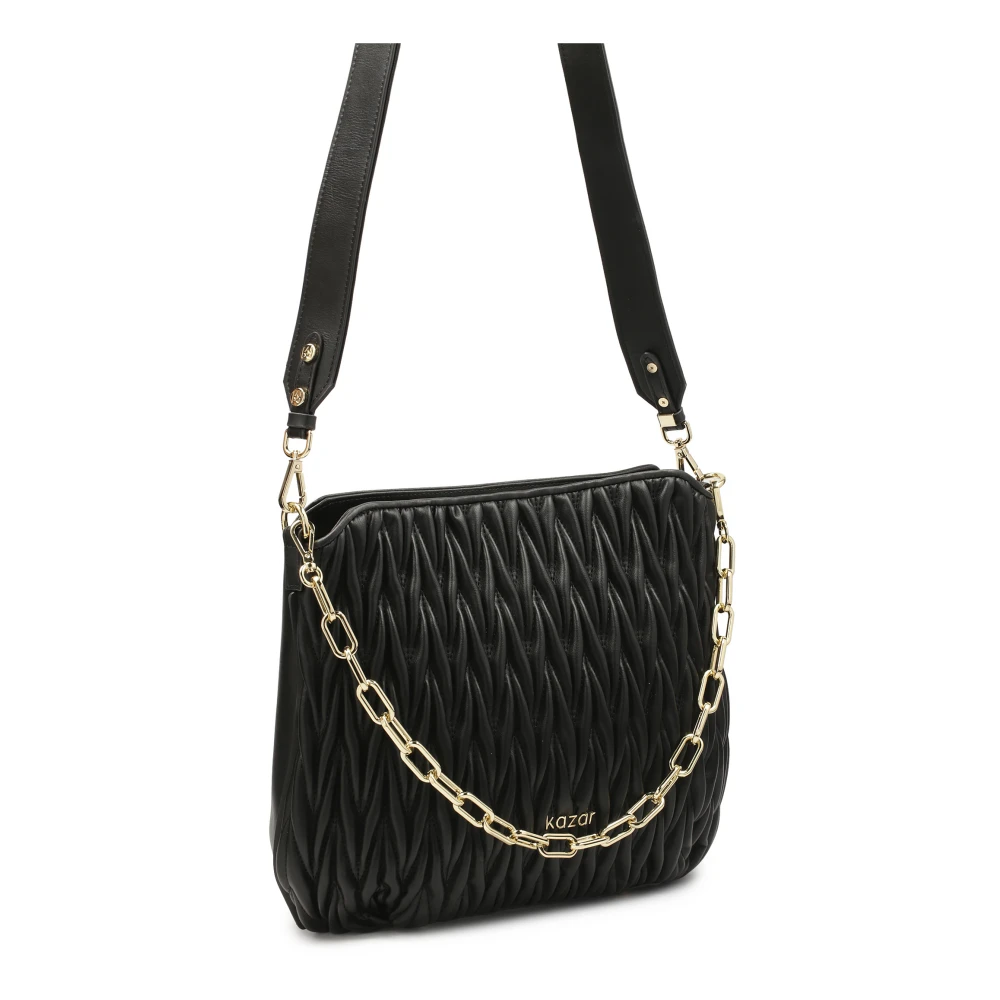 Kazar Gewatteerde zwarte handtas met ketting en afneembare band Black Dames