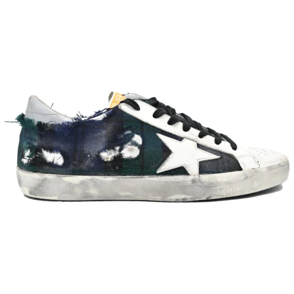 Golden Goose Superstar White Green Scottish Jeans Sneakers Multicolor, Dam