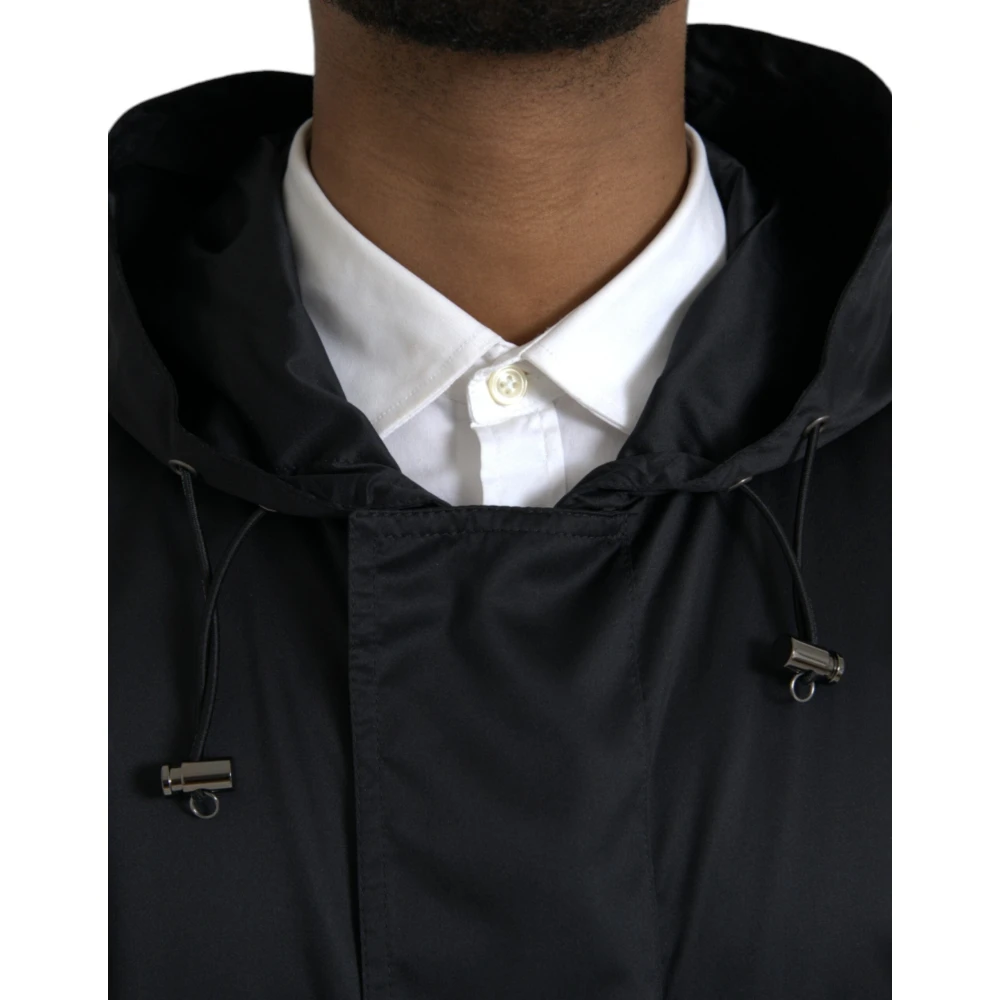 Dolce & Gabbana Zwarte Windbreaker Jas met Capuchon Black Heren