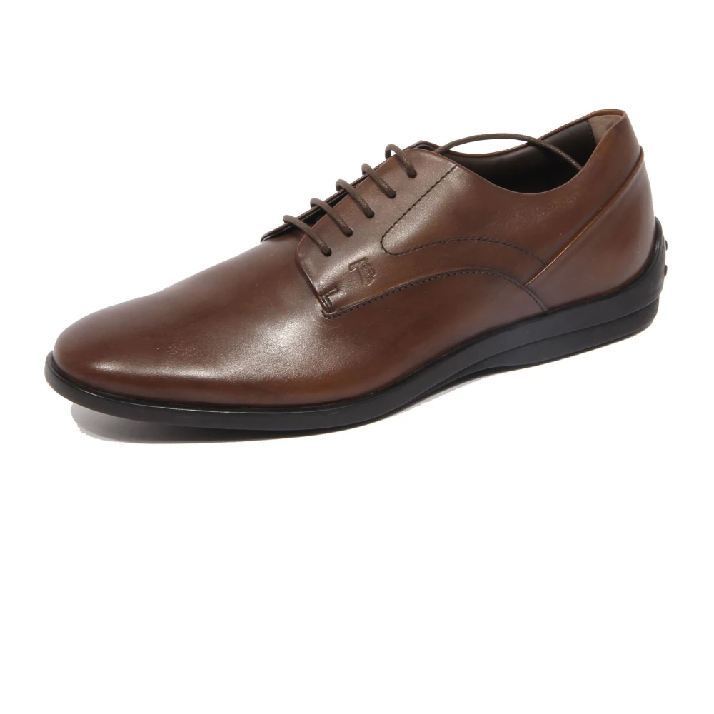Tod's Men's Brown Laced Shoes, 6 Uk, Allacciato Fondo Gomma Urbano 27B
