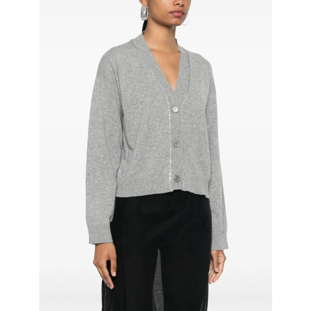 Fabiana Filippi Paillet Versierde Wollen Trui Gray Dames