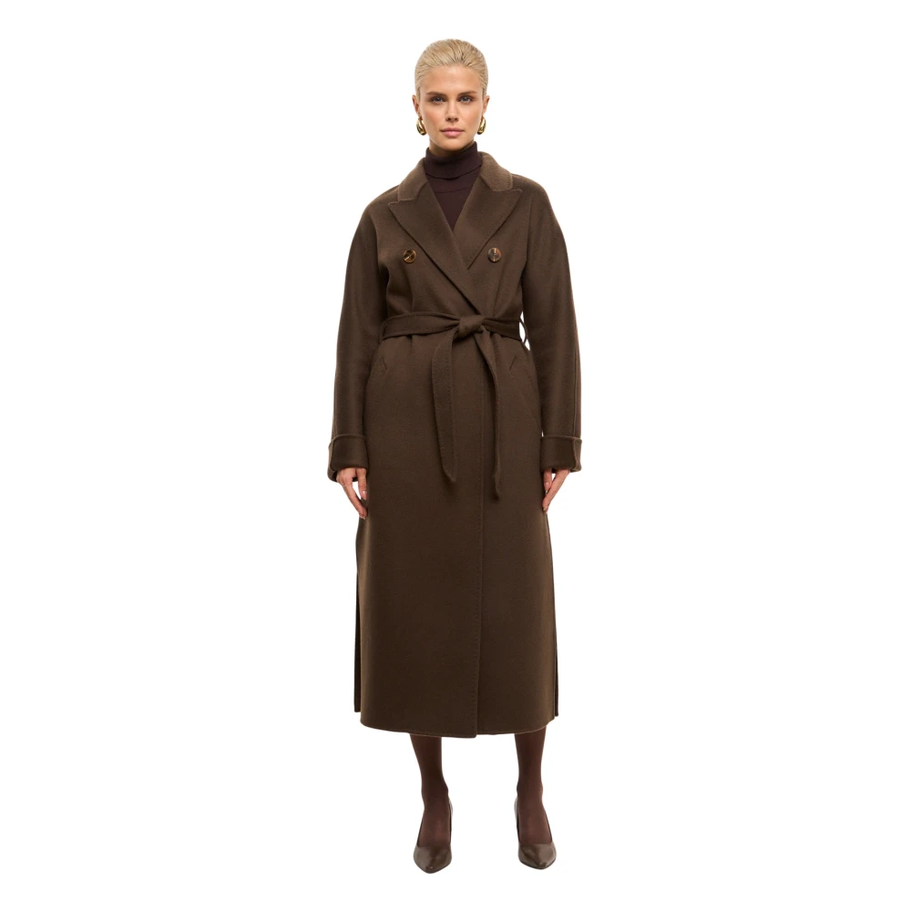 Cesare Gaspari Klassieke Luxe Lange Jas Rosie Donkerbruin Brown Dames