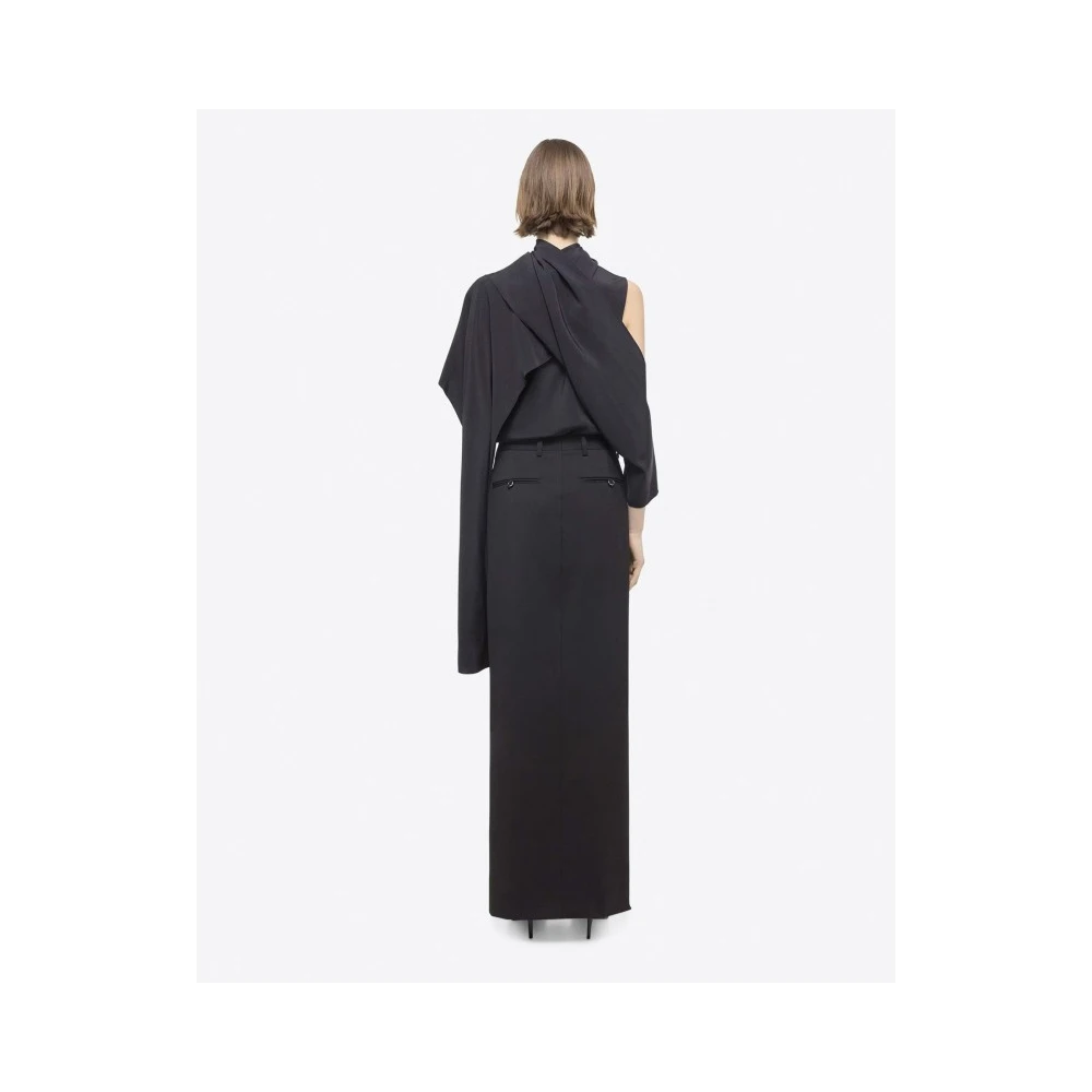 Helmut Lang Maxi Wol Rok met Ritszakken Black Dames