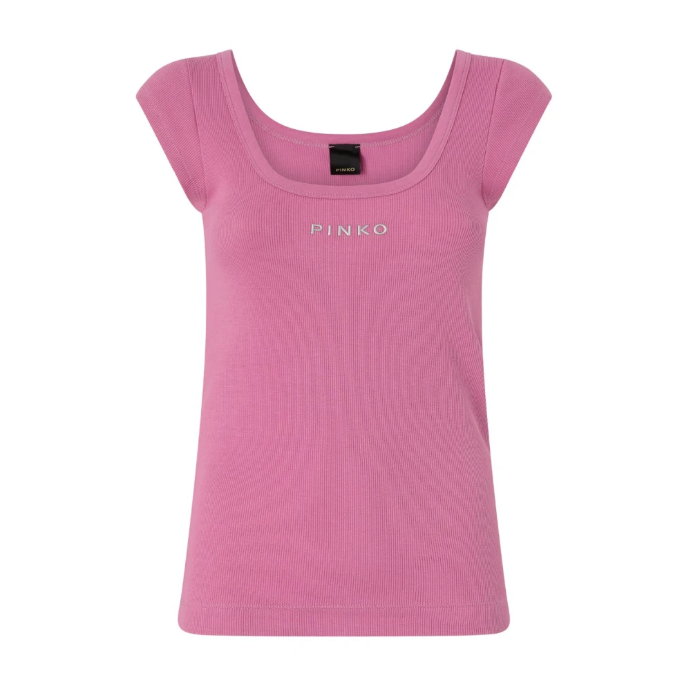 Pinko Women's Pink O, Sleeveless Tops, Xs, Tenace Top Costina Logo Metallo