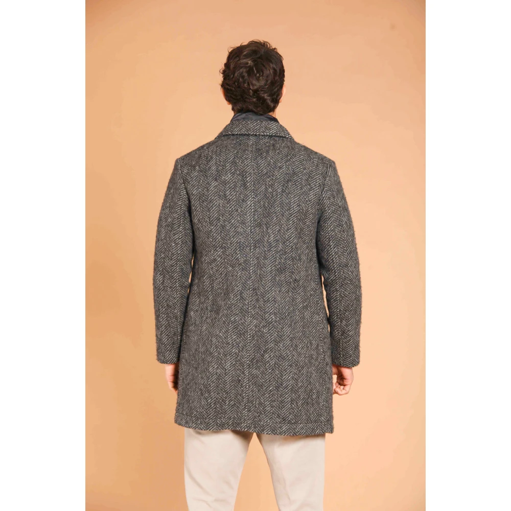 Mason's Donkergrijze wollen jas met katoenen effect Gray Heren