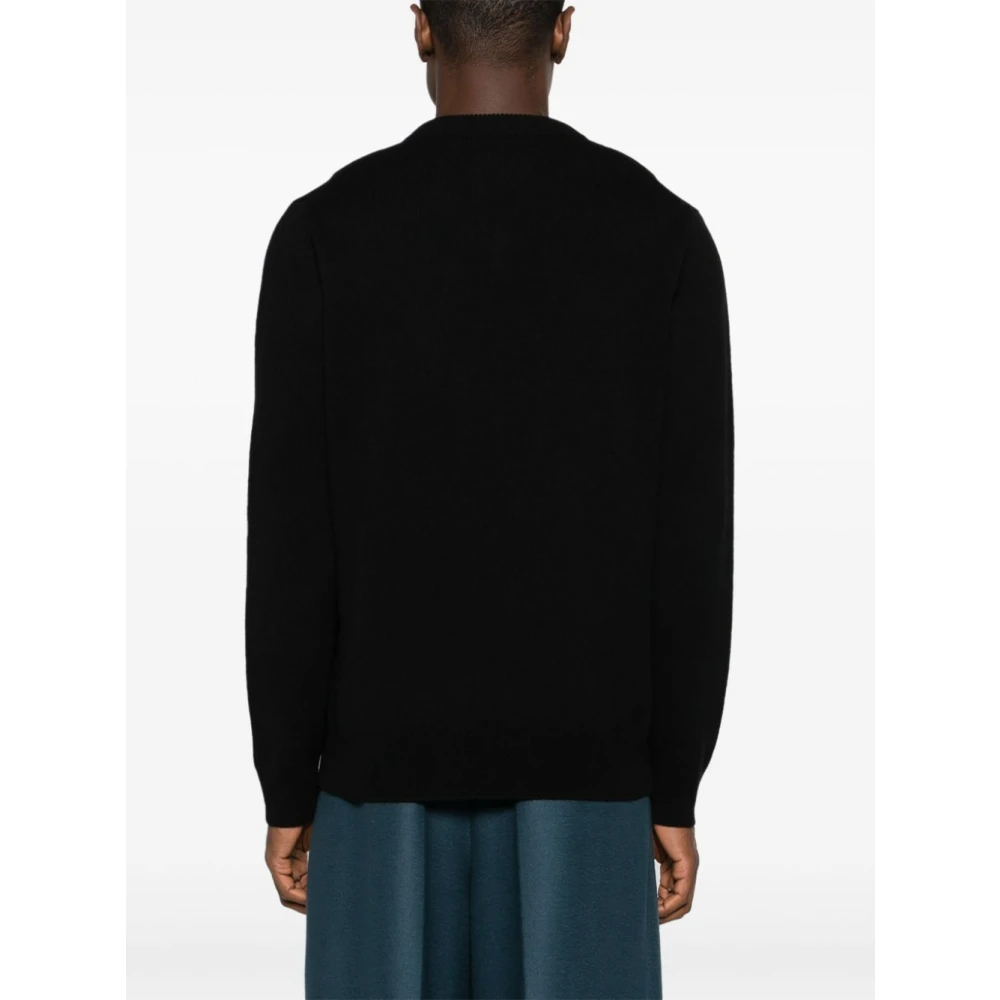 Jil Sander Gewatteerde Gebreide Trui met Plastron Black Heren