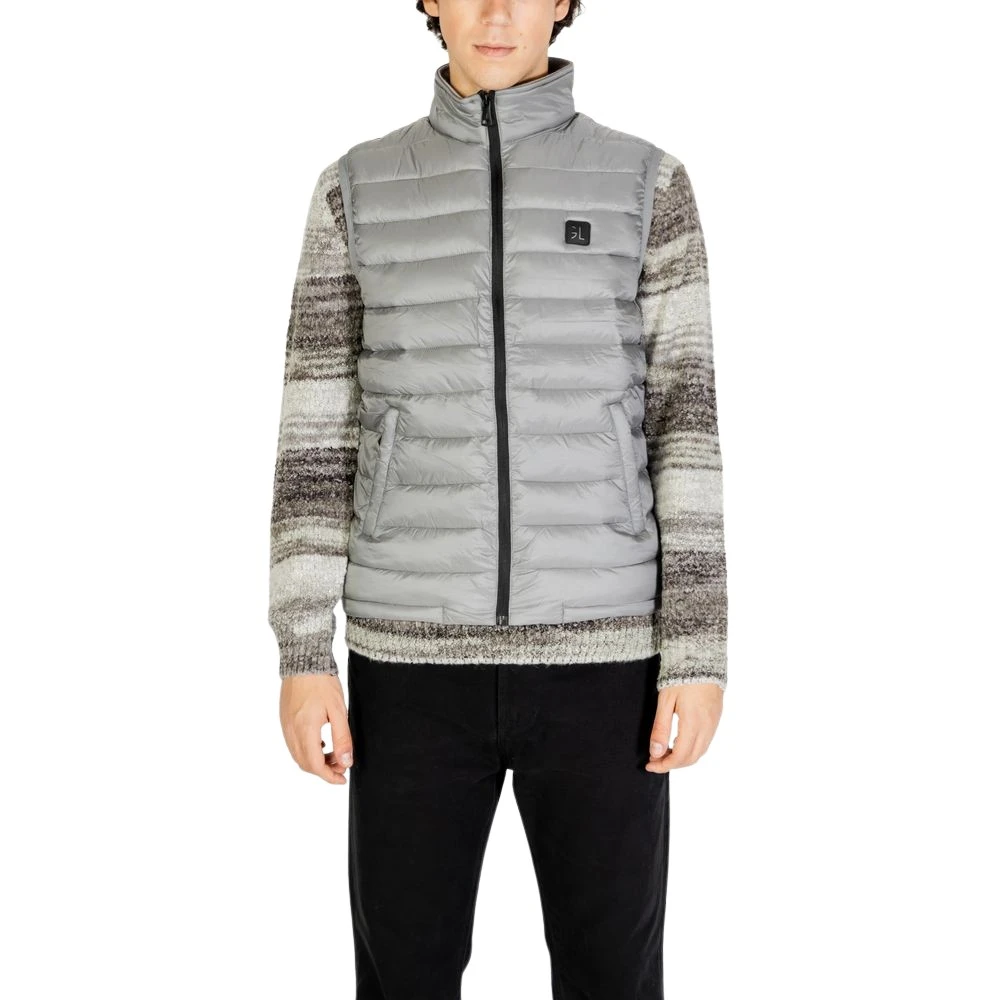 Gianni Lupo , Waistcoats, Male, Gray, M, Quilted Sleeveless Jacket