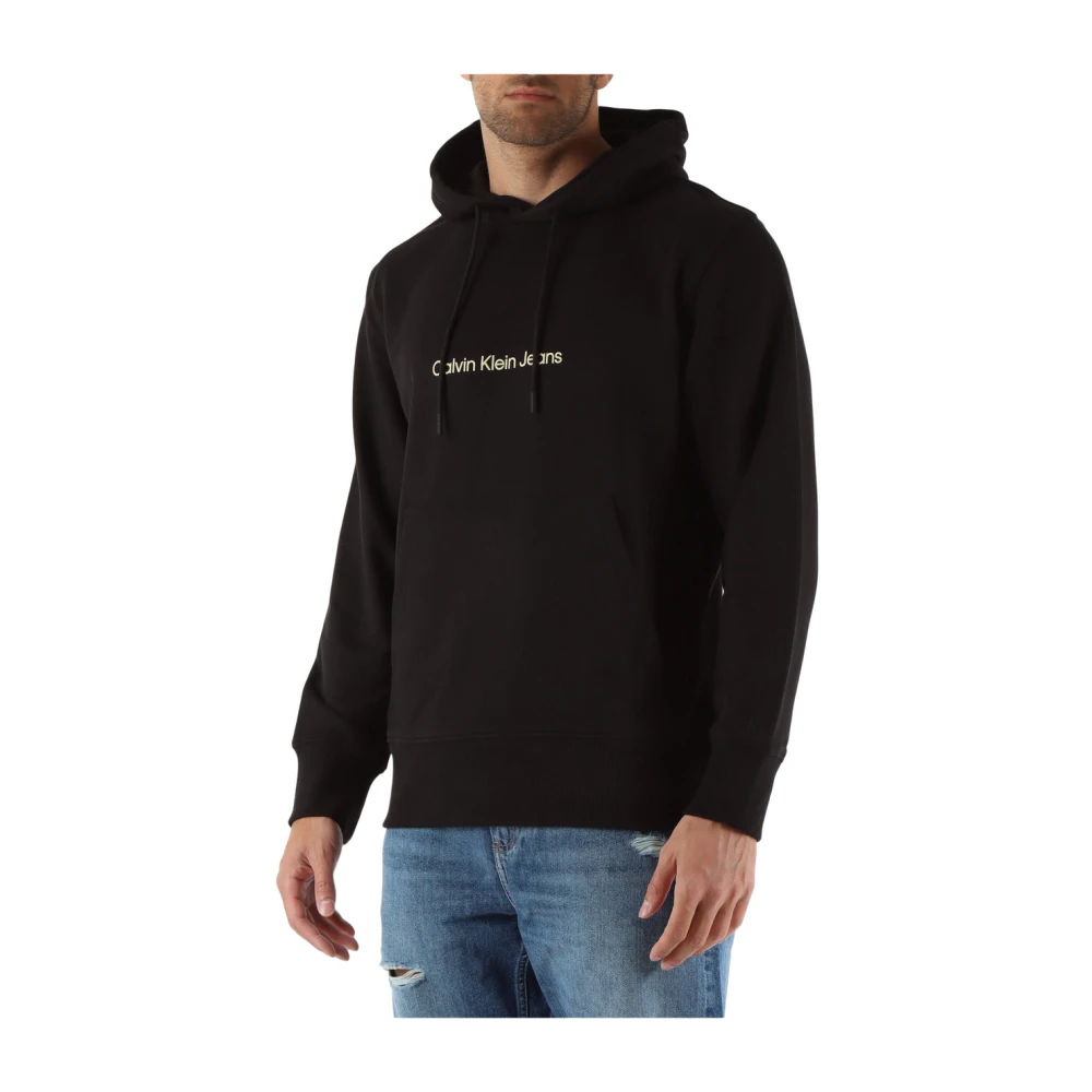 Calvin Klein Jeans Katoenen hoodie met logoprint Black Heren