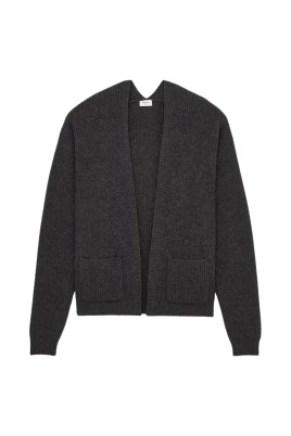 V-rygg Cardigan i Ribbstickad Ull
