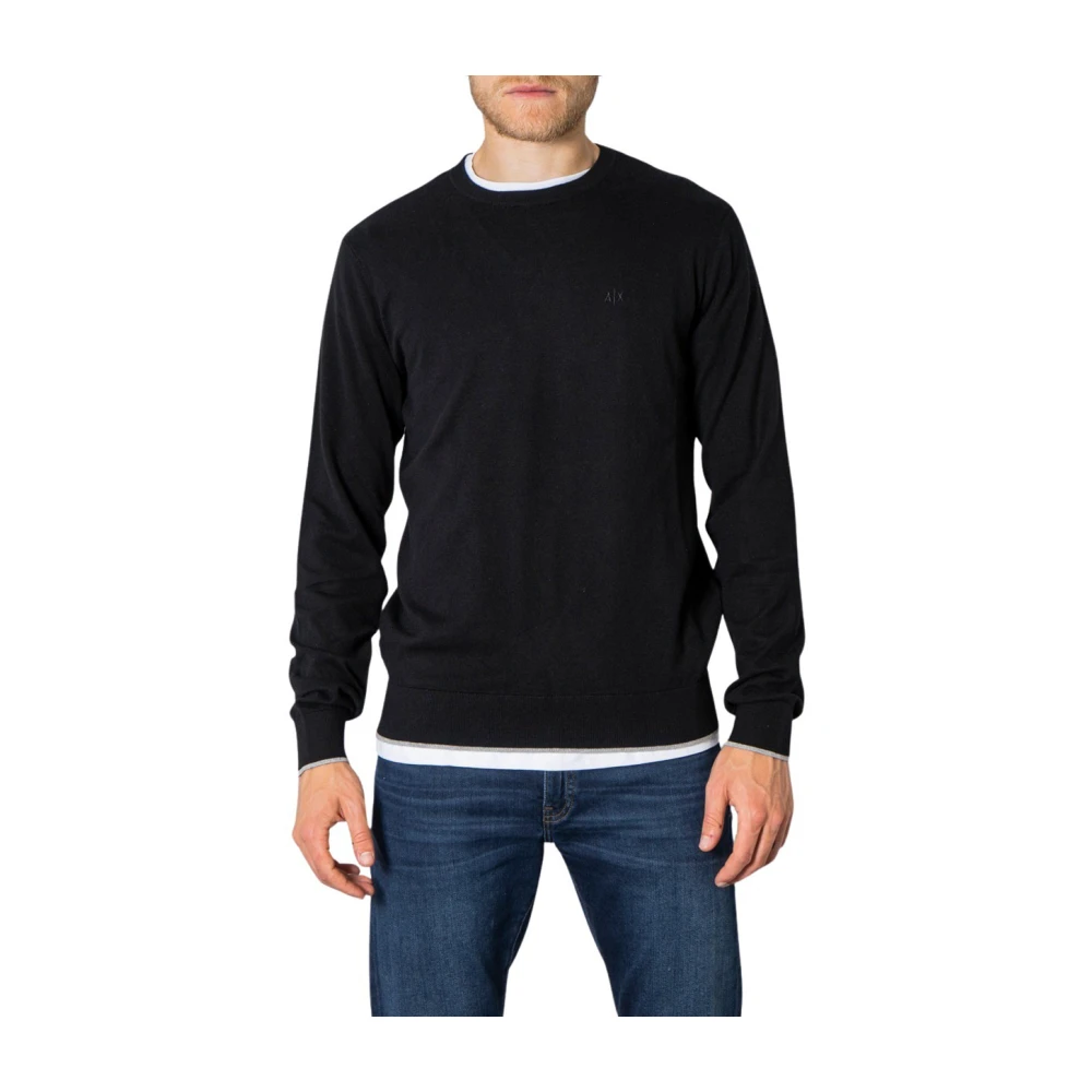 Armani Exchange Round-Neck Knitwear, Male, S, Men's Jersey Autumn/Winter Collection Black
