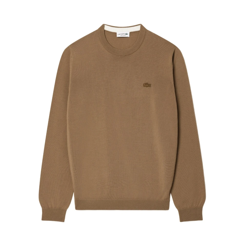 Lacoste Beige Merino Wol Pullover Sweatshirt Beige Heren