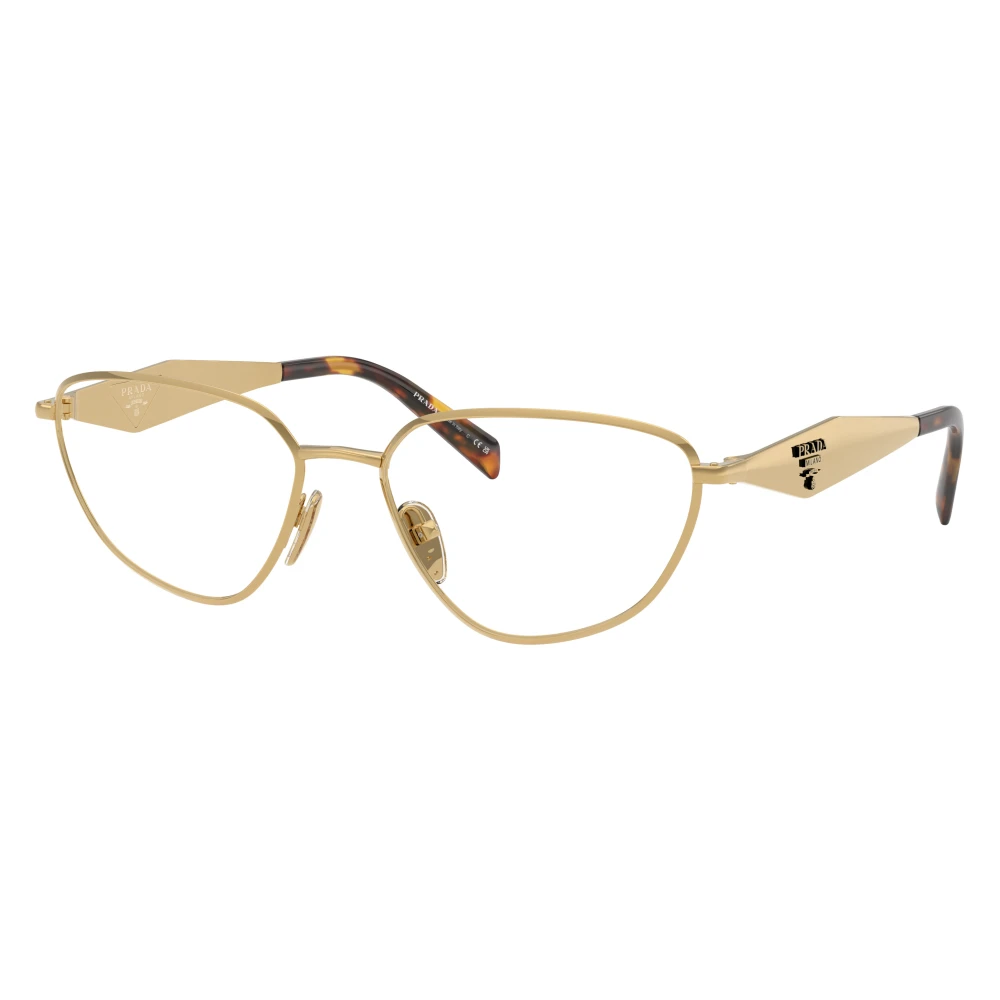 Prada Gold Pr D52v 24J1o1 Woman Optical Frames Metal Transparent Geometric Normal - Image 3