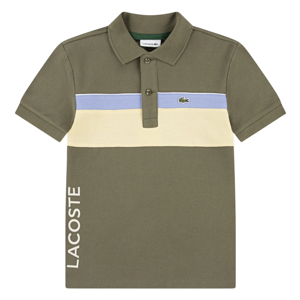 Lacoste Boys Green Kids Short Sleeve T-Shirts, 10 Y, Colourblock Polo Shirt