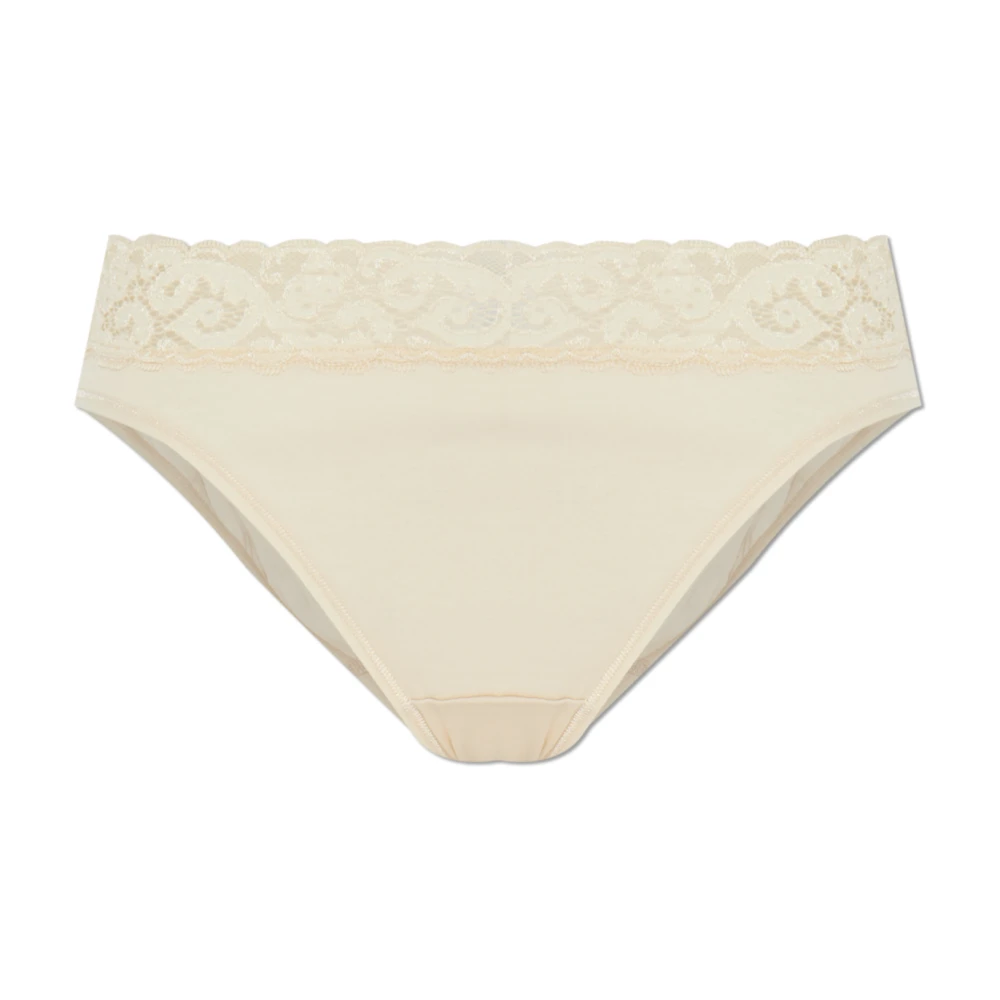 Hanro Vrouw Beige Ondergoed Dames, Xs, Katoen, Moments Lace Trim Full Brief