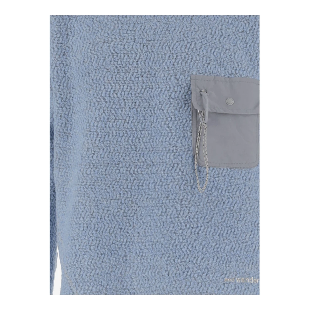 And Wander Logo Wollen Trui Lichtblauw Blue Heren